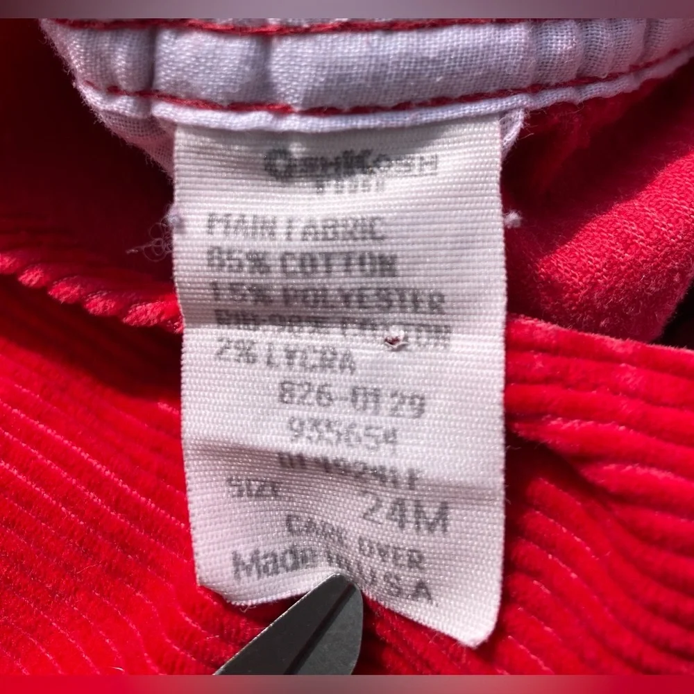 VTG 80s OshKosh B’Gosh Vestbak Red Corduroy Jogger Overalls Baby Boys 24 Months